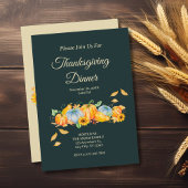 Rustic Thanksgiving Dinner Pumpkins Invitation 招待状