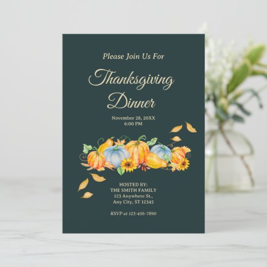 Rustic Thanksgiving Dinner Pumpkins Invitation 招待状 (スタンド正面)