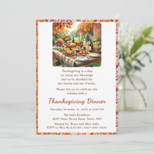 Rustic Thanksgiving Family Friends Dinner 招待状 (スタンド正面)