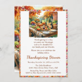 Rustic Thanksgiving Family Friends Dinner 招待状 (正面/裏面)