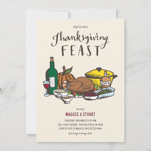 Rustic Thanksgiving Feast 招待状 (正面)