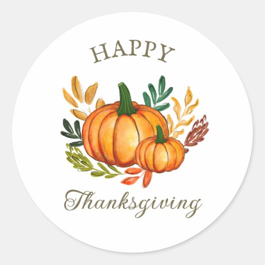 Rustic Thanksgiving Pumpkin Favor Sticker ラウンドシール (正面)