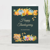 Rustic Thanksgiving Pumpkins Folded Holiday Card シーズンカード (正面)