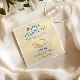 Rustic Theme Butter Yellow Blue Baby Shower  スタンダードランチョンナプキン