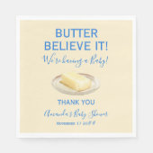 Rustic Theme Butter Yellow Blue Baby Shower スタンダードランチョンナプキン (正面)