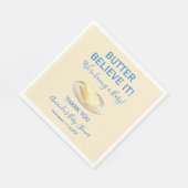 Rustic Theme Butter Yellow Blue Baby Shower スタンダードランチョンナプキン (角)