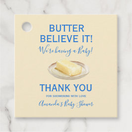 Rustic Theme Butter Yellow Blue Baby Shower  フェイバータグ