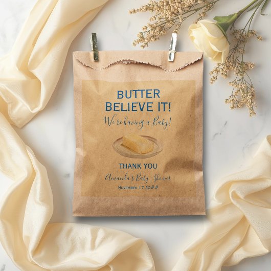 Rustic Theme Butter Yellow Blue Baby Shower フェイバーバッグ