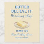 Rustic Theme Butter Yellow Blue Baby Shower  ワインラベル (シングルラベル)