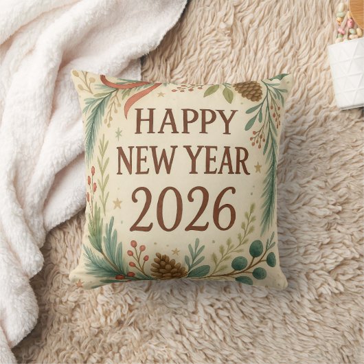 rustic throw pillow for happy new year 2026 クッション (ブランケット)