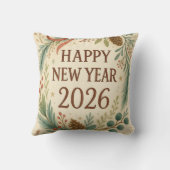 rustic throw pillow for happy new year 2026 クッション (裏面)