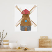 Rustic Traditional Wooden Windmill ポスター (キッチン)
