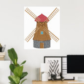 Rustic Traditional Wooden Windmill ポスター (ホームオフィス)
