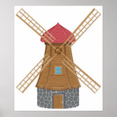 Rustic Traditional Wooden Windmill ポスター (正面)
