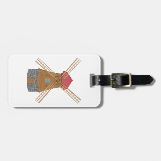 Rustic Traditional Wooden Windmill ラゲッジタグ (正面横)