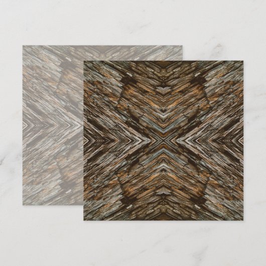 Rustic Tree Bark Photo Southwest Diamond Pattern カード (正面/裏面)