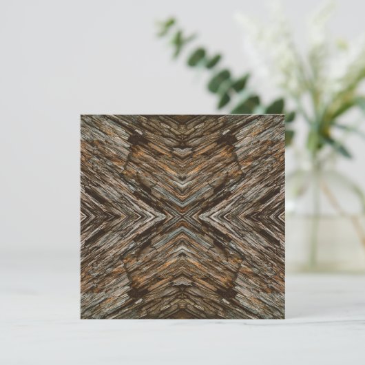 Rustic Tree Bark Photo Southwest Diamond Pattern カード (スタンド正面)