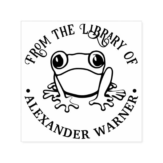 Rustic Tree Frog #3 Amphibian Library Book Name セルフインキングスタンプ (デザイン)