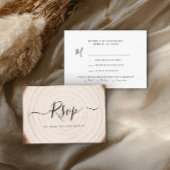 Rustic Tree Ring Wood Grain Wedding 出欠カード