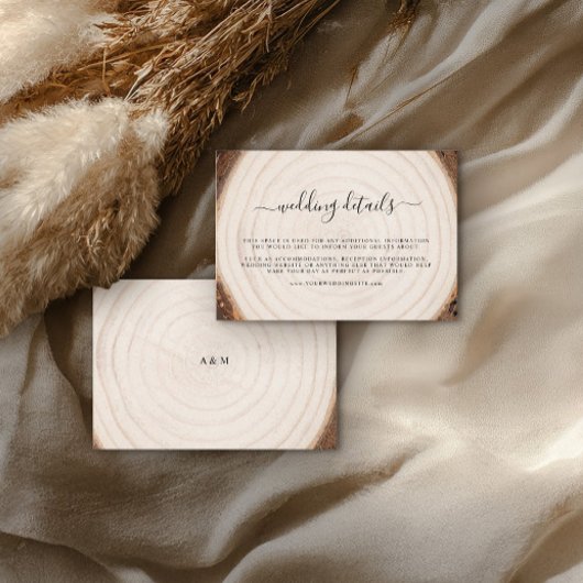 Rustic Tree Ring Wood Grain Wedding Details  エンクロージャーカード
