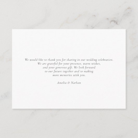 Rustic Tree Ring Wood Script Calligraphy Wedding サンキューカード (裏面)