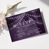 Rustic Tree String Lights 紫の結婚式RSVP 出欠カード