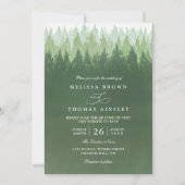 Rustic Trees Pine Forest  Elegant QR Code Wedding 招待状 (正面)