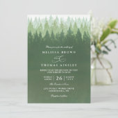 Rustic Trees Pine Forest  Elegant QR Code Wedding 招待状 (スタンド正面)
