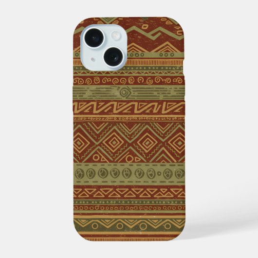 Rustic Tribal Geometric Pattern Earthy Boho Chic iPhone 15ケース (裏面)