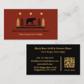Rustic Tribal Southwestern Black Bear Restaurant 名刺 (正面/裏面)