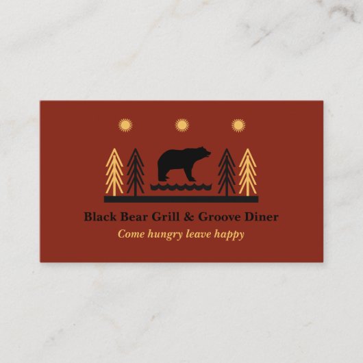 Rustic Tribal Southwestern Black Bear Restaurant 名刺 (正面)
