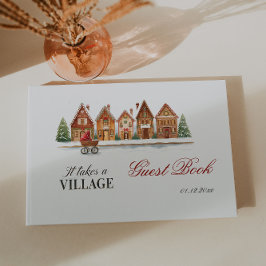 Rustic Troller Village Houses Winter Baby Shower ゲストブック