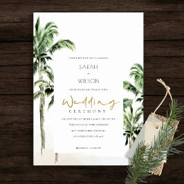 Rustic Tropical Beach Palm Trees Wedding Invite サンキューカード