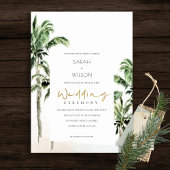 Rustic Tropical Beach Palm Trees Wedding Invite サンキューカード