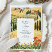 Rustic Tuscan Countryside Rolling Hills Wedding 招待状