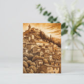 Rustic Tuscan European Hillside Vintage Nostalgia ポストカード (スタンド正面)