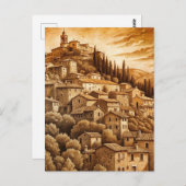 Rustic Tuscan European Hillside Vintage Nostalgia ポストカード (正面/裏面)