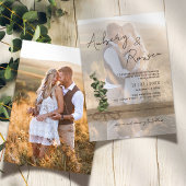 Rustic Twine Burlap Eucalyptus Boho Photo Wedding 招待状