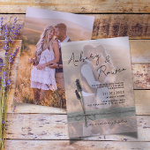 Rustic Twine Burlap Lavender Boho Photo Wedding 招待状
