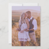 Rustic Twine Burlap Lavender Boho Photo Wedding 招待状 (裏面)