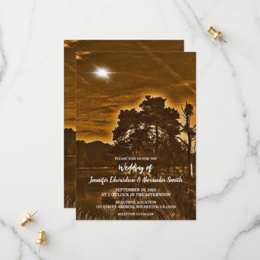 Rustic twinkle light country wedding invitation セーブザデート (正面/裏面インサイチュ)