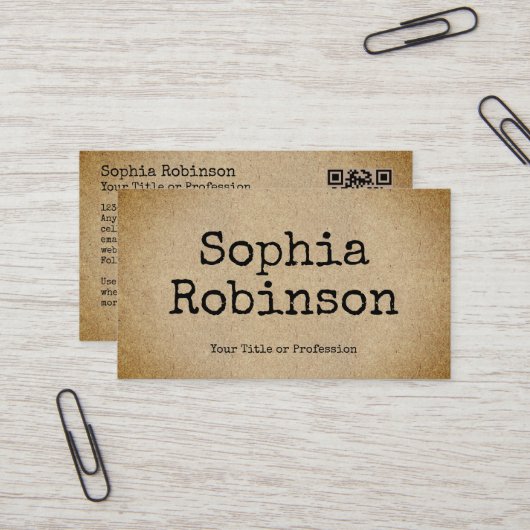 Rustic Typewriter Font Kraft Paper Style 名刺 (正面/裏面インサイチュ)