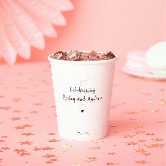 Rustic Typography Minimal Floral Wedding 紙コップ (インサイチュ)