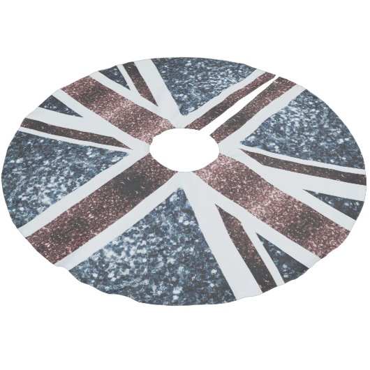 Rustic UK flag red blue sparkles glitters ブラッシュドポリエステルツリースカート (アングル)
