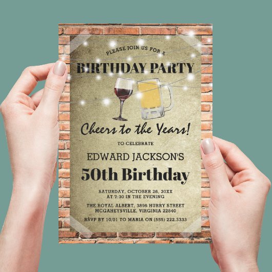 Rustic Urban Birthday Party | Cheers to the Years 招待状
