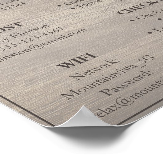 Rustic Vacation Rental Welcome Poster ポスター (角)