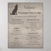Rustic Vacation Rental Welcome Poster ポスター (正面)