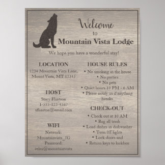 Rustic Vacation Rental Welcome Poster ポスター