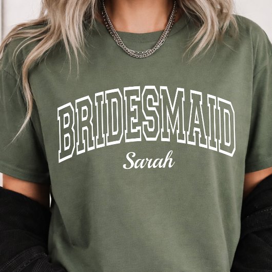 Rustic Varsity Bridesmaid Custom Bridal Squad Tシャツ