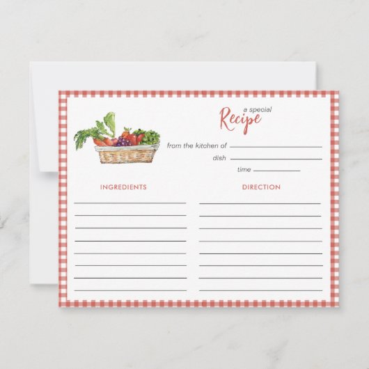 Rustic vegetables Bridal shower Recipe card ノートカード (正面)